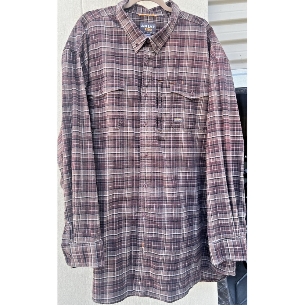 ARIAT REBAR Shirt Men's 4XL Big & Tall Plaid Long Sleeve Button Down Flannel